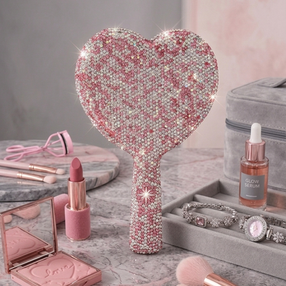Sparkle Heart Vanity Hand Mirror